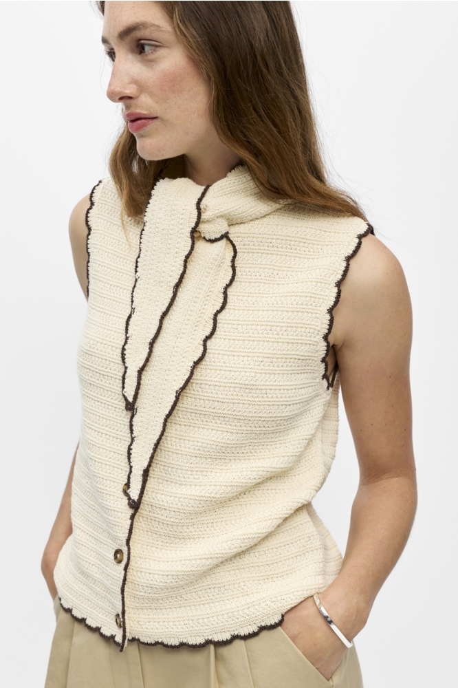 Object beige dames gilet | Model vooraanzicht