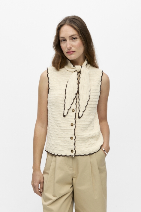 Object beige dames gilet | Model vooraanzicht