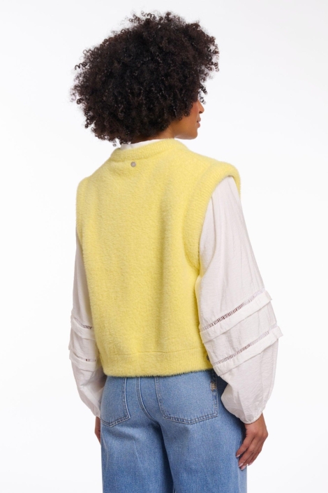 Rino & Pelle gele dames gilet | Model achteraanzicht