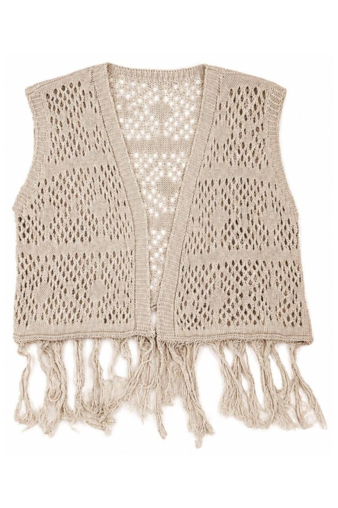 FOS Amsterdam beige dames gilet | Vooraanzicht