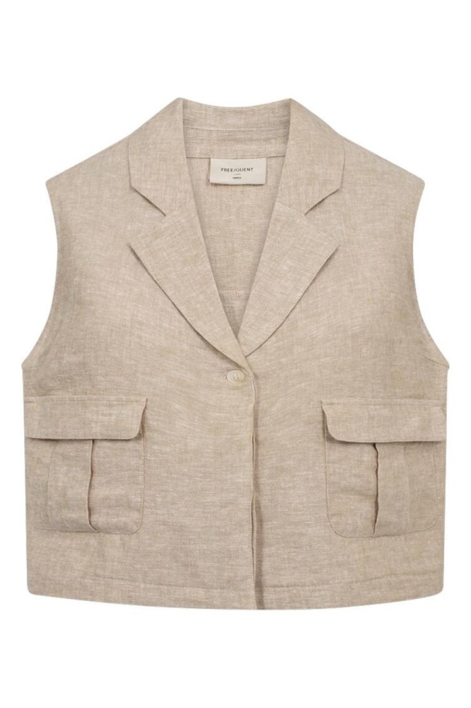 Freequent zand dames gilet | Vooraanzicht
