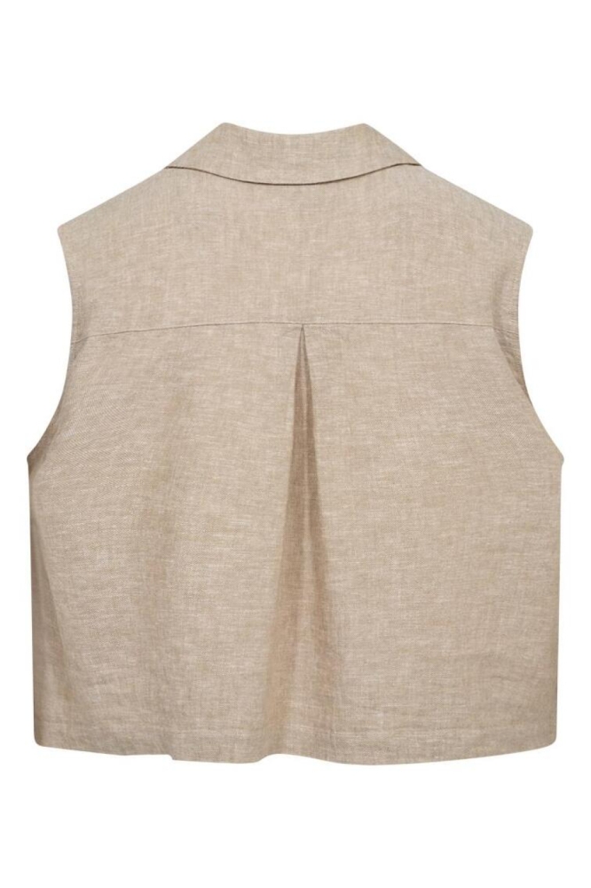 Freequent zand dames gilet | Achteraanzicht
