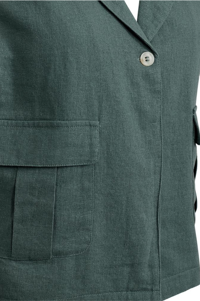 Freequent groene dames gilet | Close up