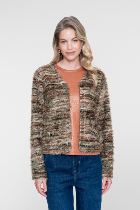 Geisha bruine dames vest | Model vooraanzicht