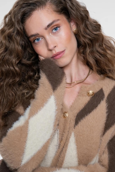 Geisha zand dames vest | Model vooraanzicht