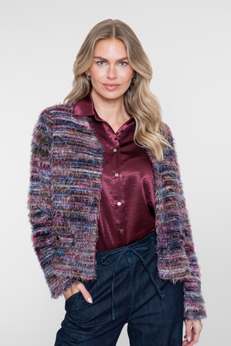 Geisha bordeaux dames vest | Model vooraanzicht