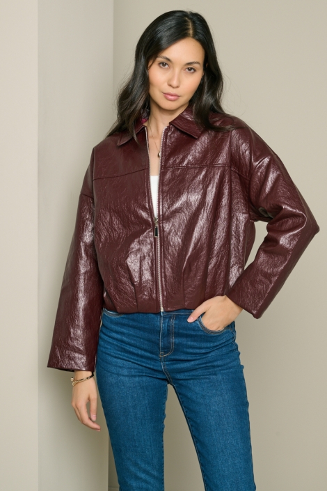LolaLiza bordeaux dames jas | Model vooraanzicht