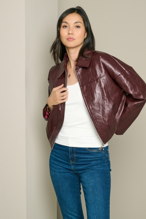 LolaLiza bordeaux dames jas | Model vooraanzicht