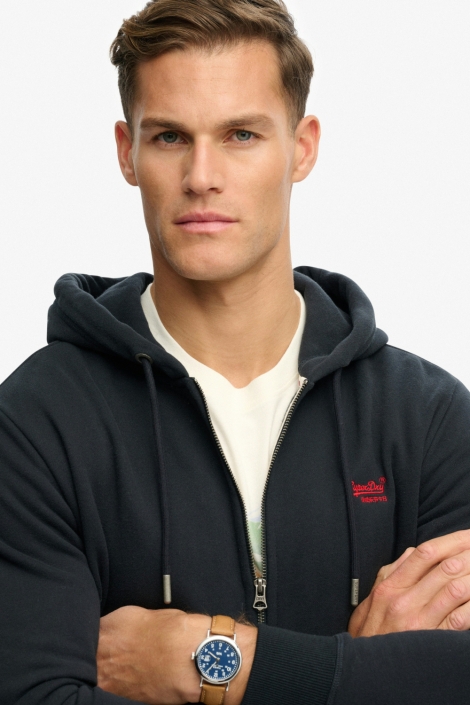 Superdry blauwe heren vest | Close up