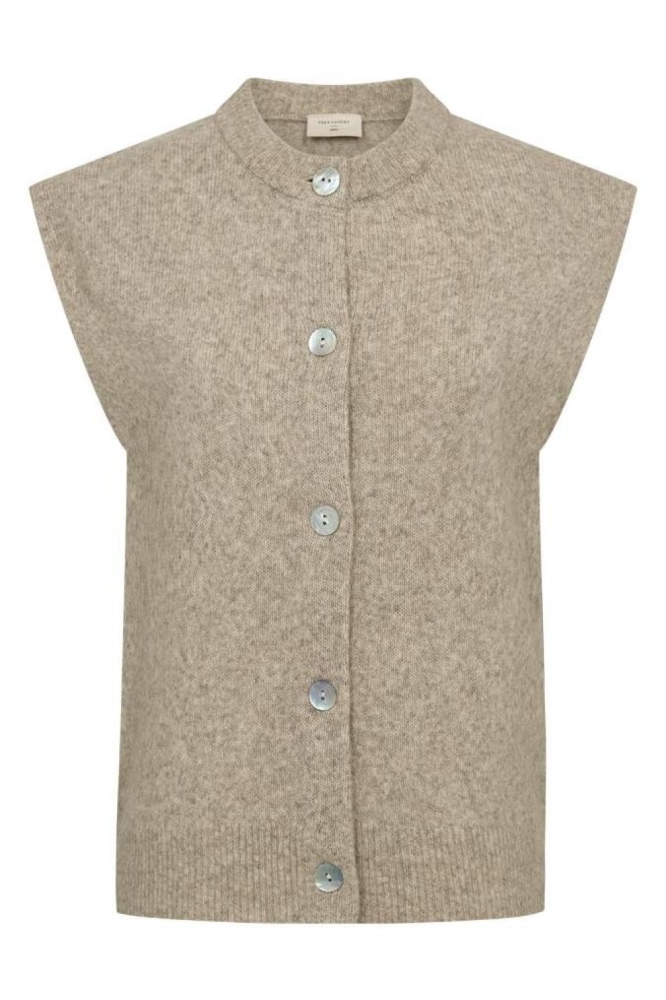 Freequent zand dames gilet | Vooraanzicht