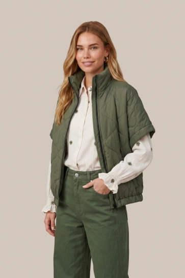 C&S The Label Jas ONDRA GILET 26NGC02 Dark Olive