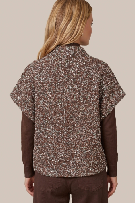 C&S The Label bruine dames gilet | Model achteraanzicht