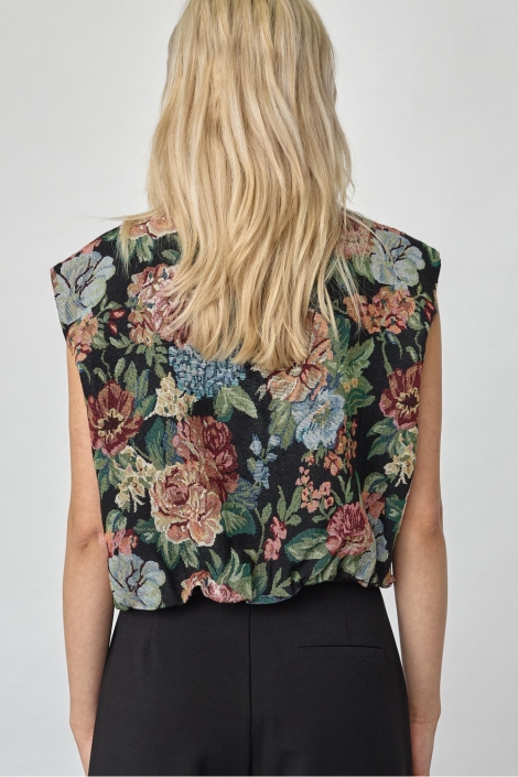 SisterS point zwarte dames gilet | Model achteraanzicht