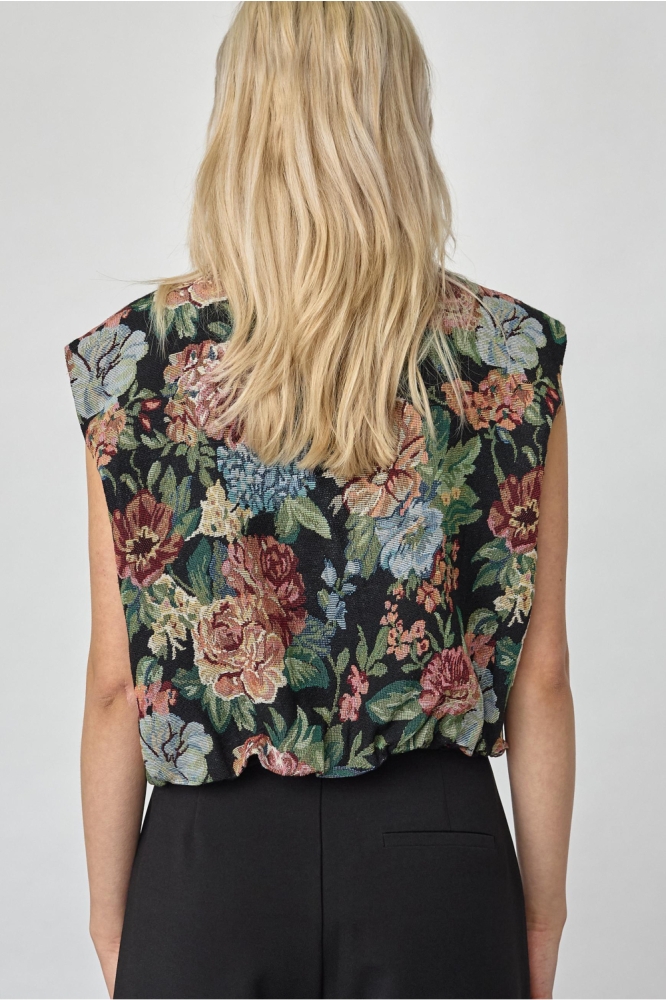 SisterS point zwarte dames gilet | Model achteraanzicht