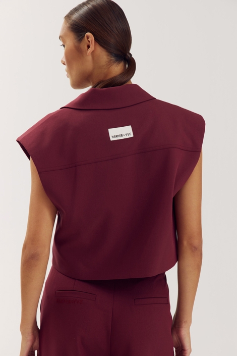 Harper & Yve bordeaux dames gilet | Model achteraanzicht