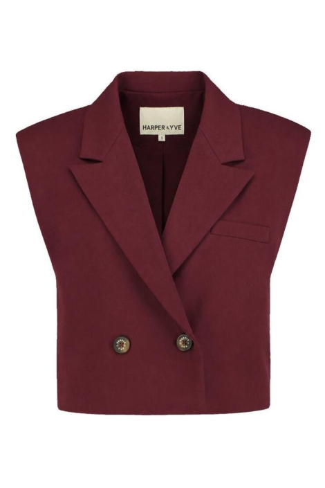 Harper & Yve bordeaux dames gilet | Vooraanzicht