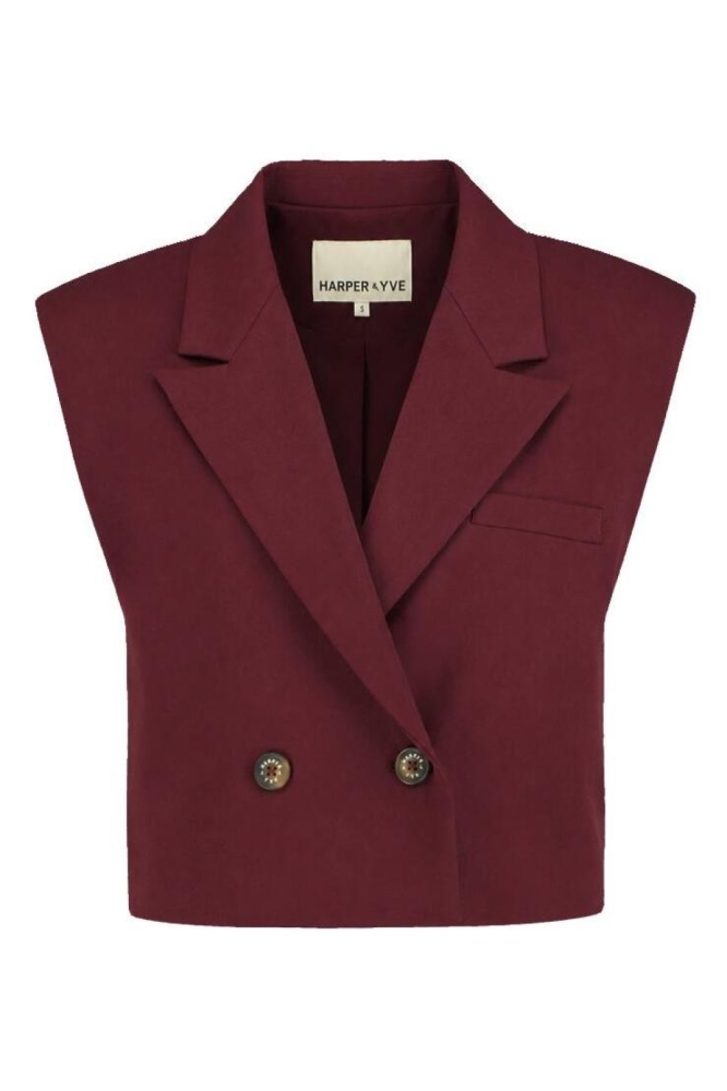 Harper & Yve bordeaux dames gilet | Vooraanzicht