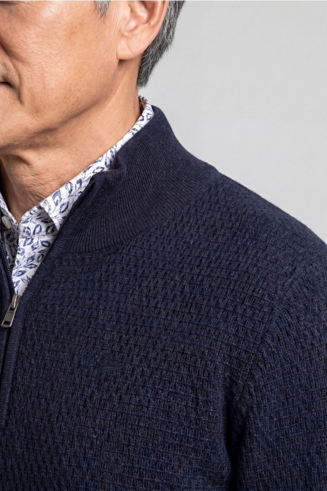 Campbell blauwe heren vest | Close up