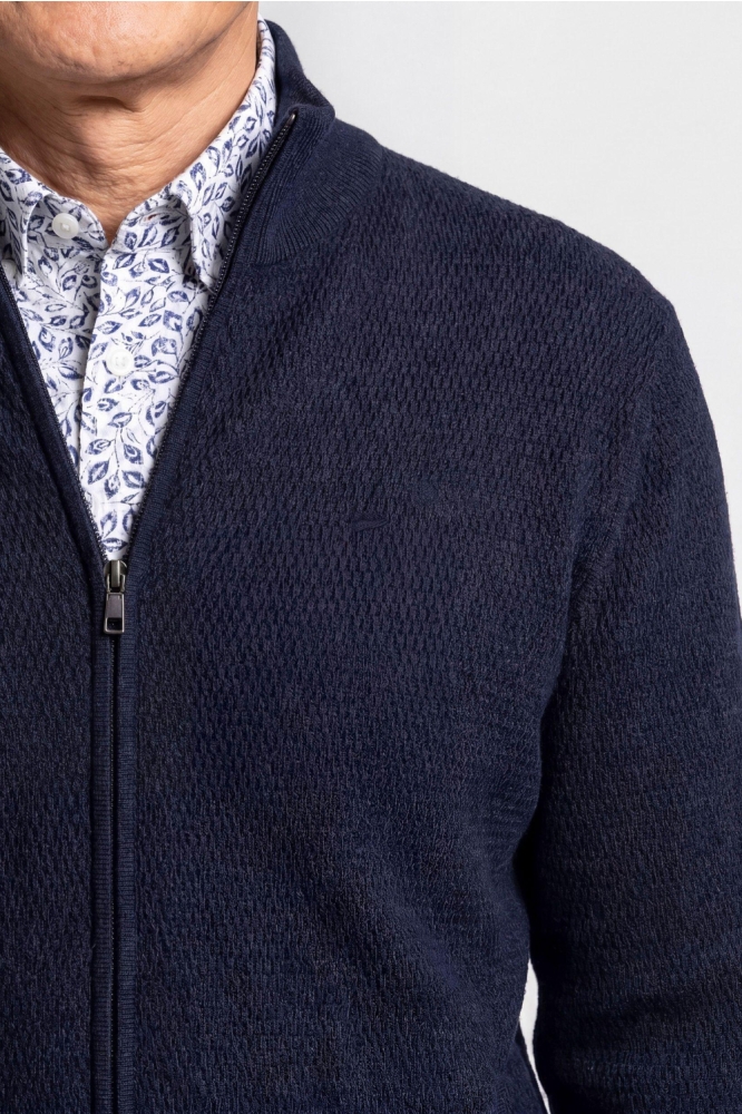 Campbell blauwe heren vest | Close up
