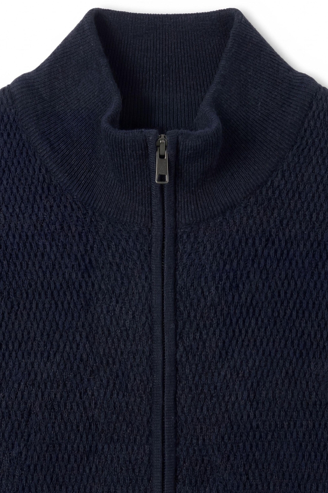 Campbell blauwe heren vest | Close up