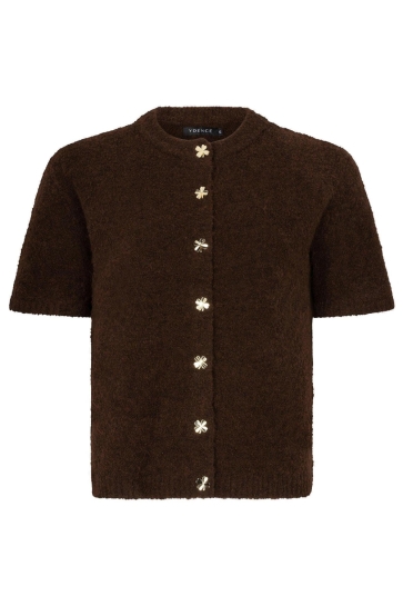 Ydence Vest CARDIGAN KITTY FC2615 DARK BROWN