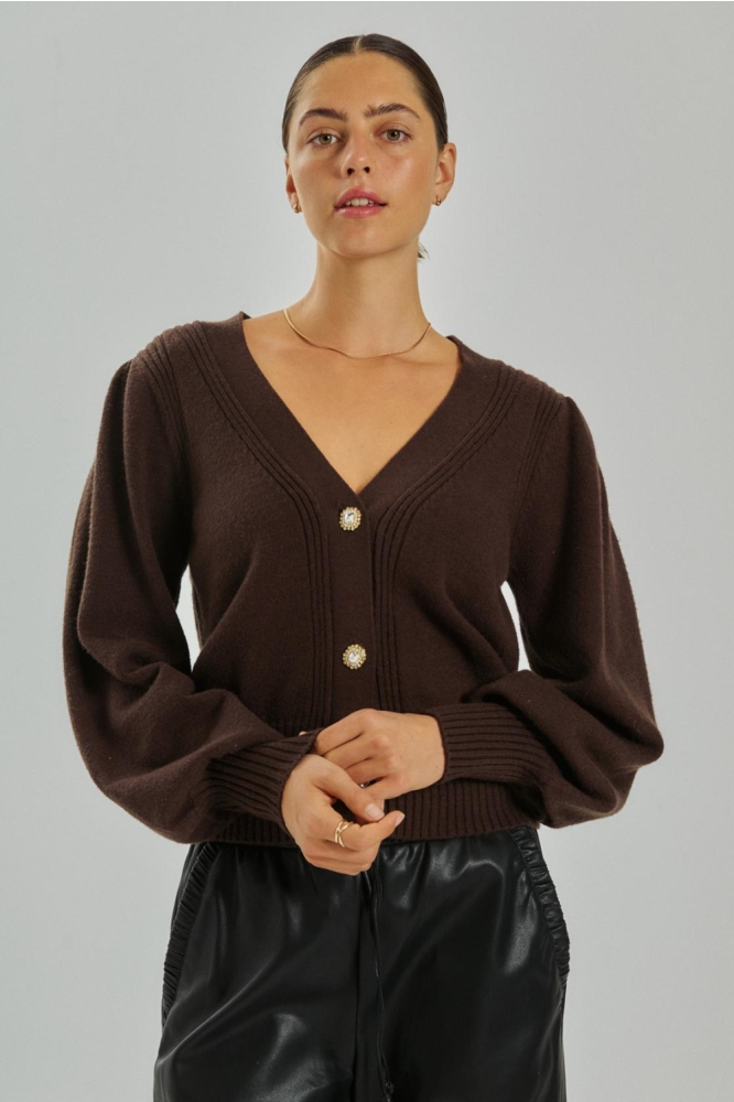 Freequent bruine dames vest | Model vooraanzicht