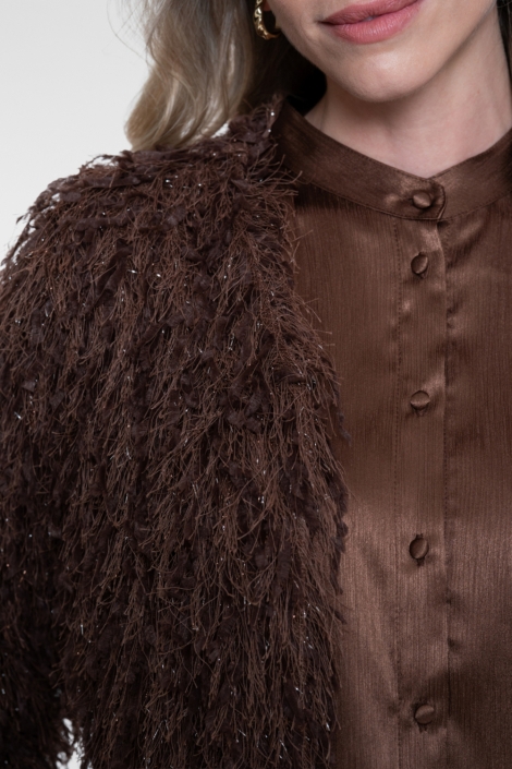 Geisha bruine dames vest | Close up