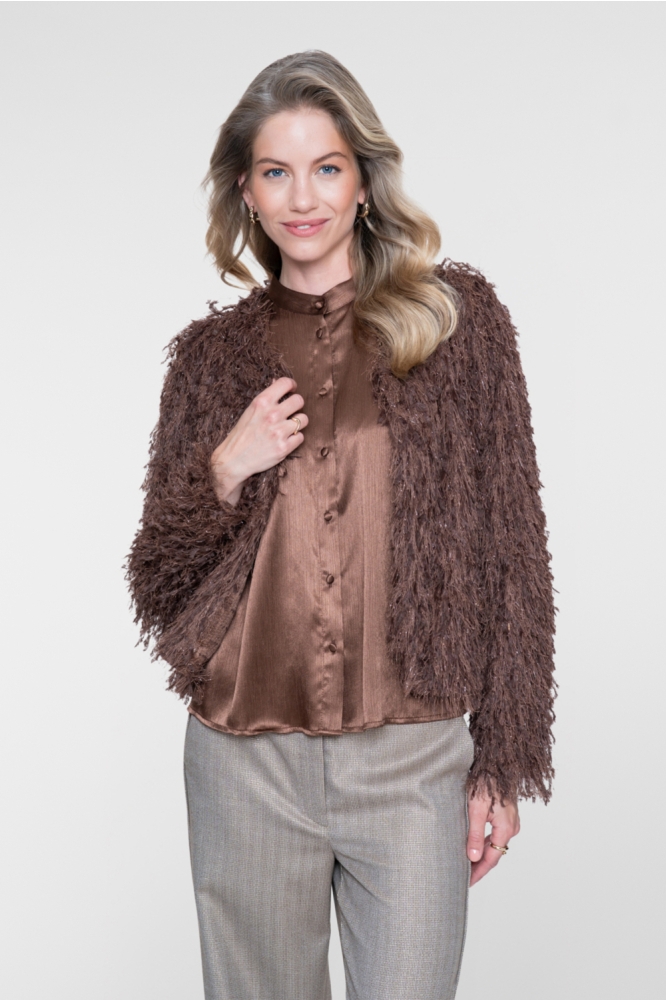 Geisha bruine dames vest | Model vooraanzicht
