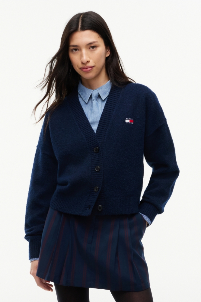 Tommy Jeans blauwe dames vest | Model vooraanzicht