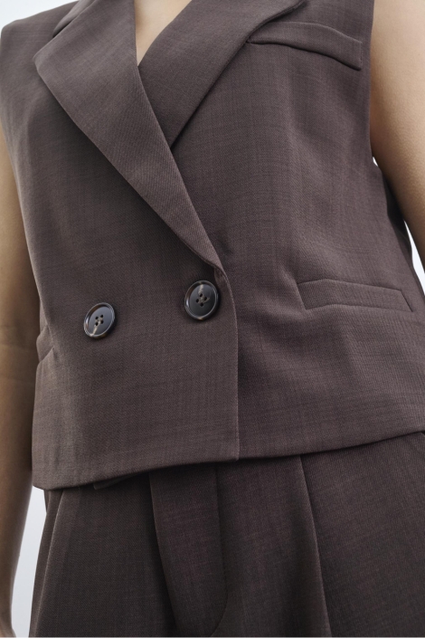 SisterS point bruine dames gilet | Close up