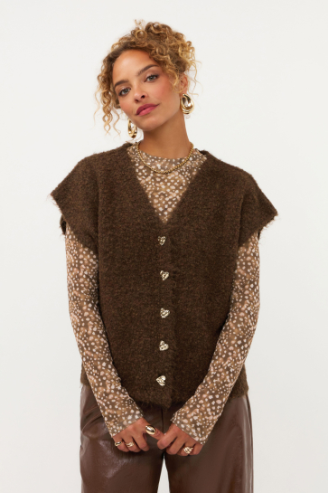 Ydence Vest KNITTED CARDIGAN ROCHELLE CW2617 031 COFFEE BROWN