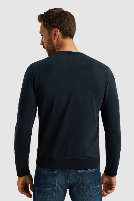 PME legend blauwe heren sweater | Model achteraanzicht