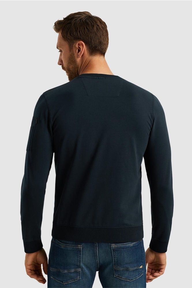 PME legend blauwe heren sweater | Model achteraanzicht