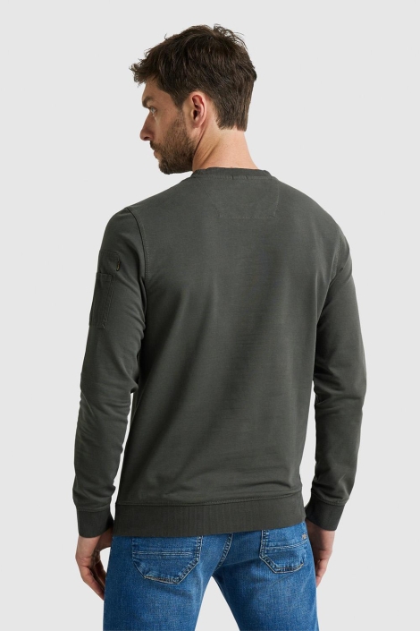 PME legend groene heren sweater | Model achteraanzicht