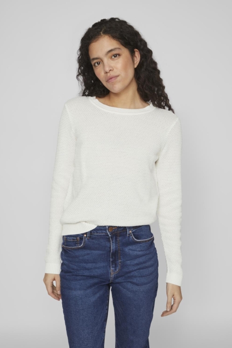 Vila ecru dames trui | Model vooraanzicht