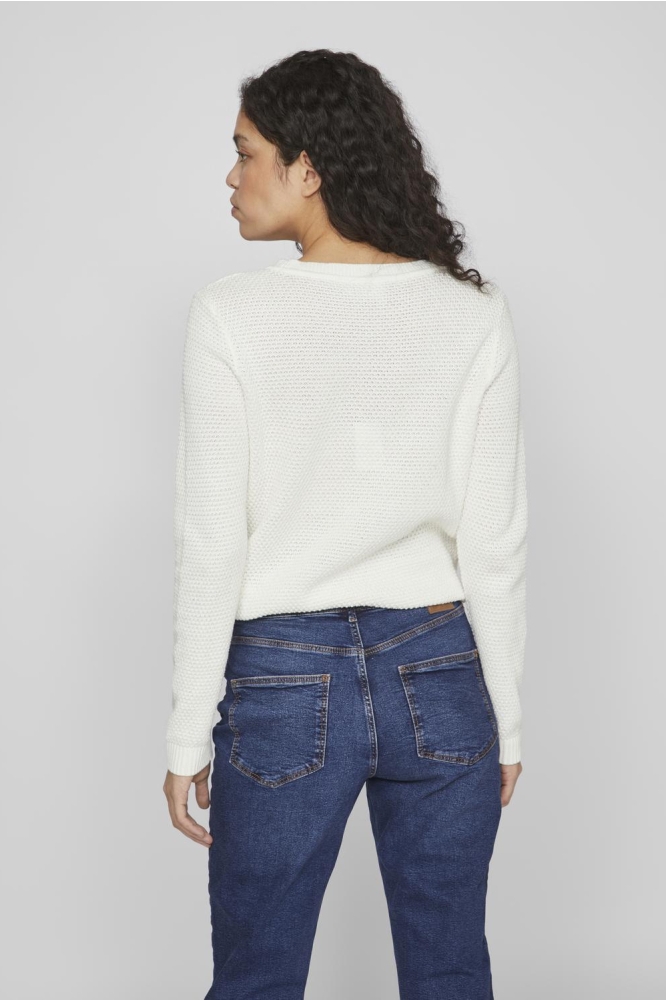 Vila ecru dames trui | Model achteraanzicht