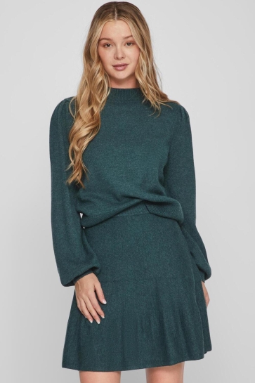 Vila VIRIL TURTLE-NK BALLOON L/S TOP - N 14084179 PONDEROSA PINE