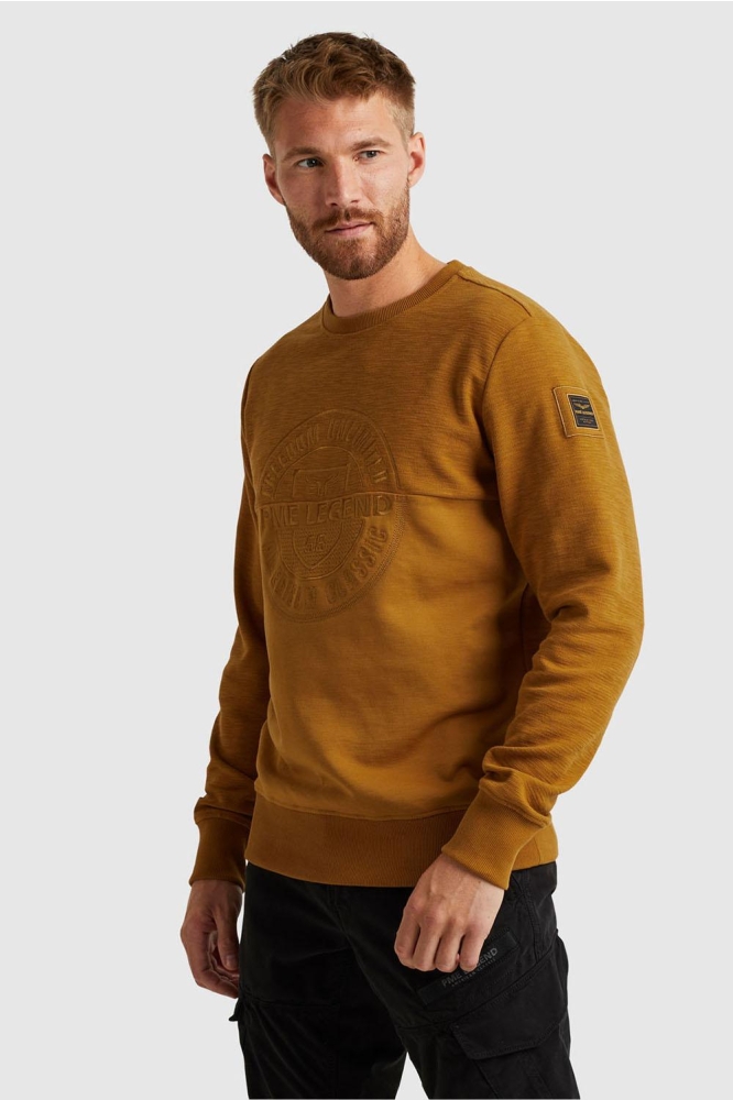 PME legend camel heren sweater | Model zijaanzicht