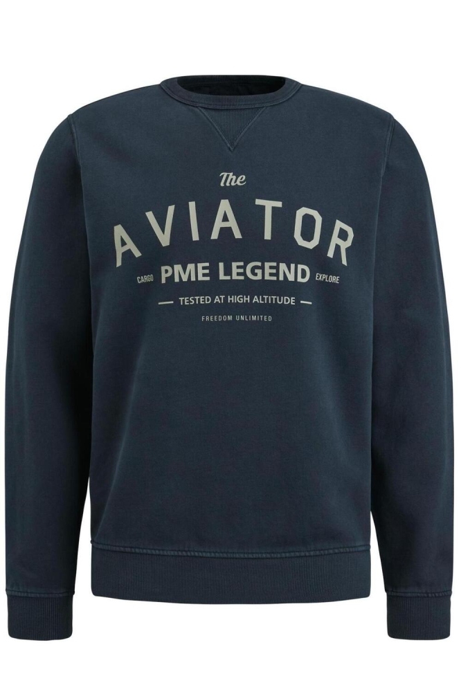 PME legend blauwe heren sweater | Vooraanzicht