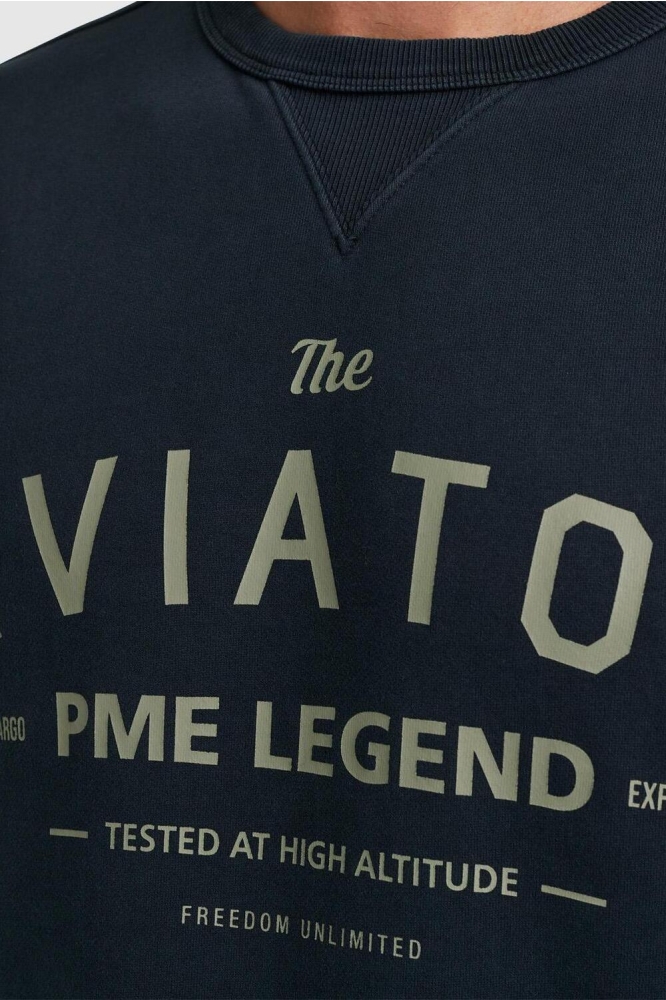 PME legend blauwe heren sweater | Close up