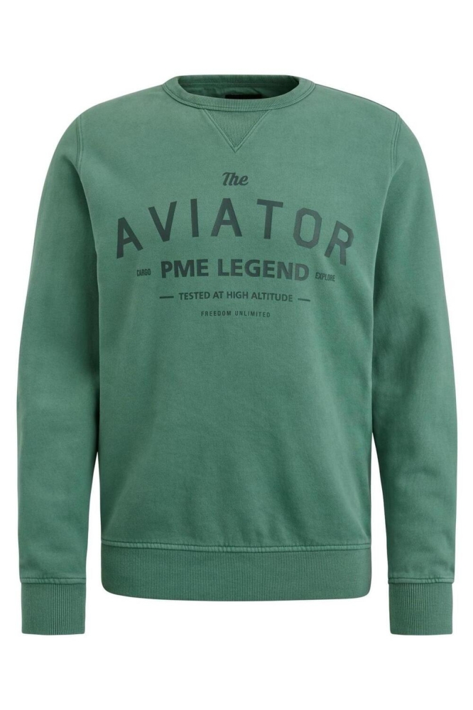 PME legend groene heren sweater | Vooraanzicht
