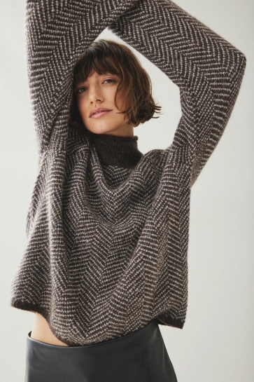 Vila vilory high neck l/s knit top - noo Bruin