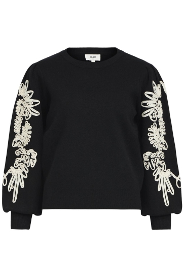 Object OBJJOANA L/S KNIT PULLOVER REP 23040087 BLACK/SANDSHELL