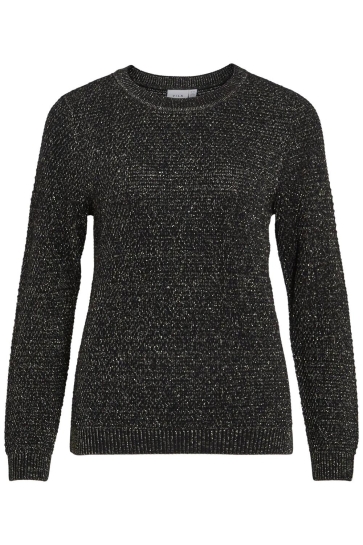 Vila VIDALO L/S GLITTER KNIT TOP 14103112 BLACK/ FROSTED AL