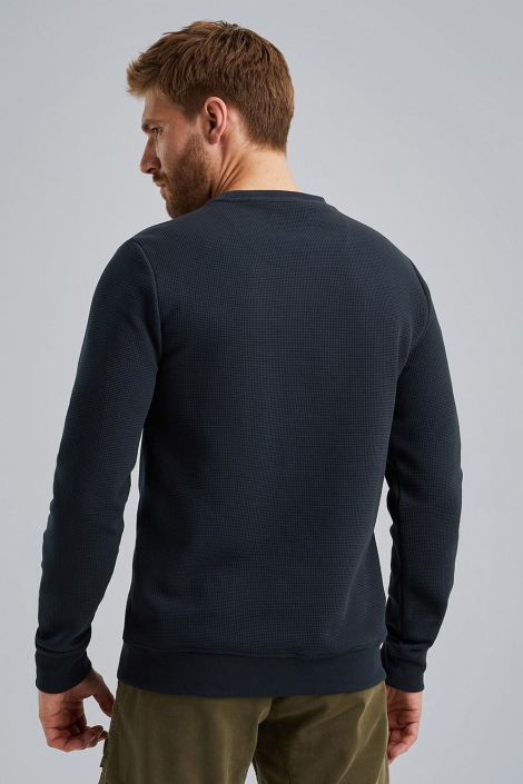 PME legend blauwe heren sweater | Model achteraanzicht
