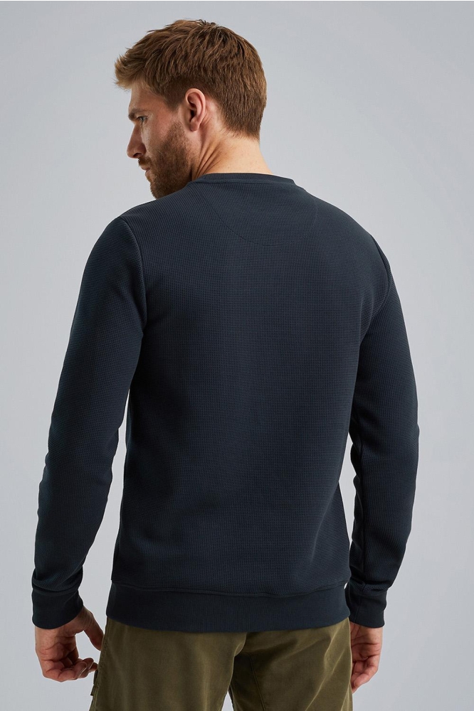 PME legend blauwe heren sweater | Model achteraanzicht