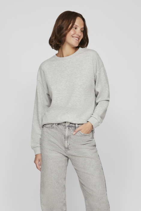 Vila grijze dames sweater | Model vooraanzicht