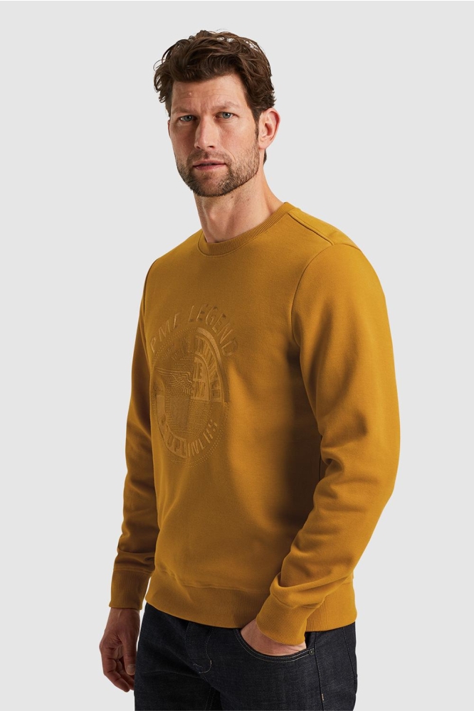 PME legend bruine heren sweater | Model vooraanzicht