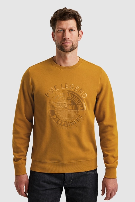 PME legend bruine heren sweater | Model vooraanzicht