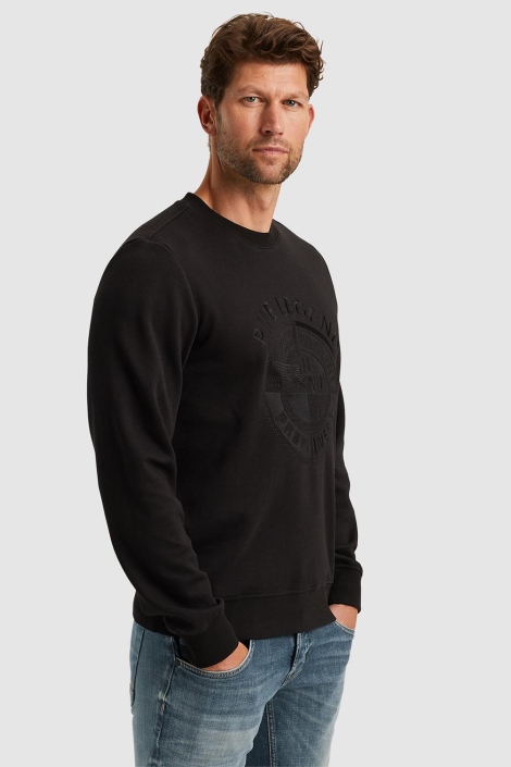 PME legend zwarte heren sweater | Model vooraanzicht